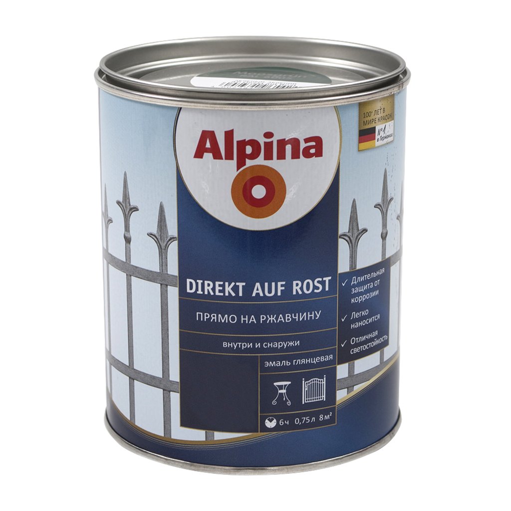 

Эмаль антикоррозионная Alpina auf Rost 3в1 0,75 л Шоколадная (11068533)
