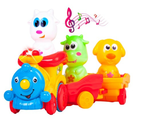 

Музыкальный паровозик с животными (с желтым локомотивом), BeBeLino