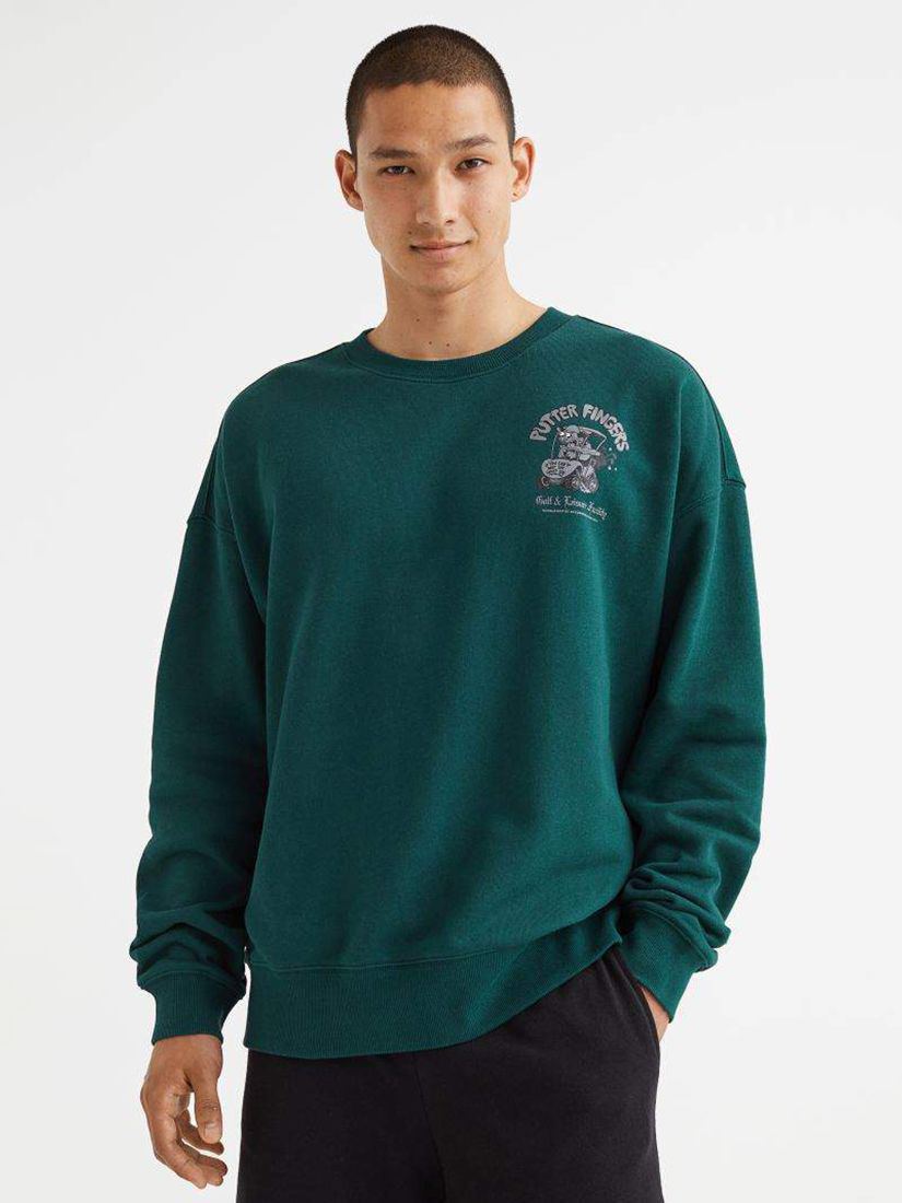 Акція на Світшот чоловічий H&M 1003931009c20 XL Зелений від Rozetka