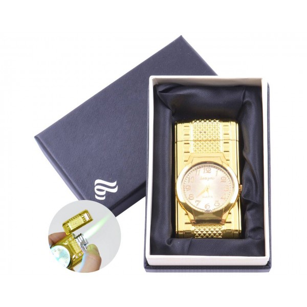 

Зажигалка в подарочной упаковке с часами (Турбо пламя) №4096 Gold
