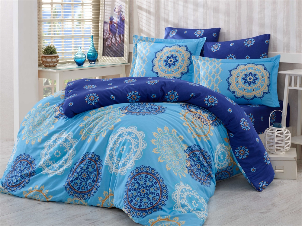 

КПБ HOBBY Exclusive Sateen Ottoman голубой 200*220/4*50*70