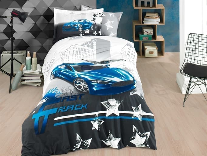 

КПБ HOBBY Poplin Fast Track синий 160*220/1*50*70