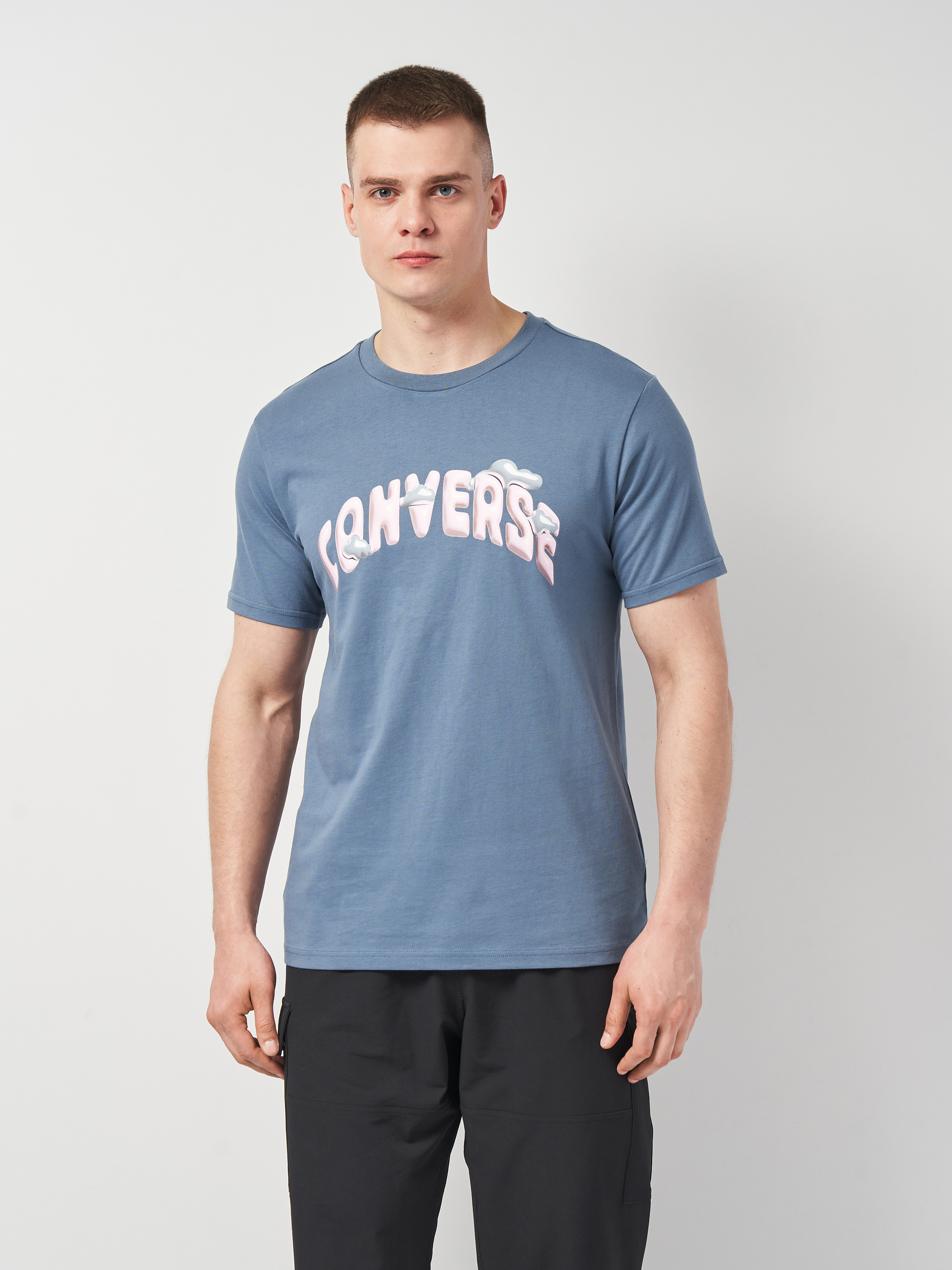 Акція на Футболка бавовняна довга чоловіча Converse Mind Gardening Tee Lakeside Blue 10027344-480 M Lakeside Blue з принтом від Rozetka