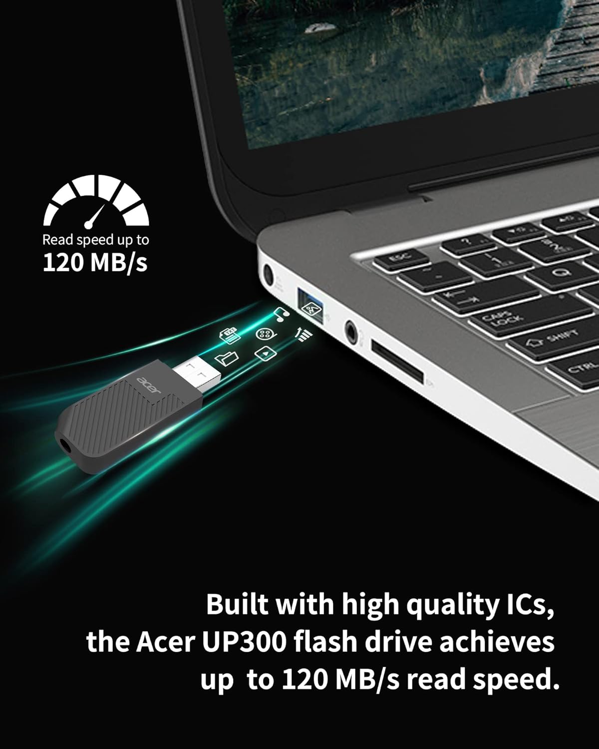 Флеш пам'ять USB Acer UP300 256GB USB 3.2 Gen 1 Black (BL.9BWWA.528) — фото 4