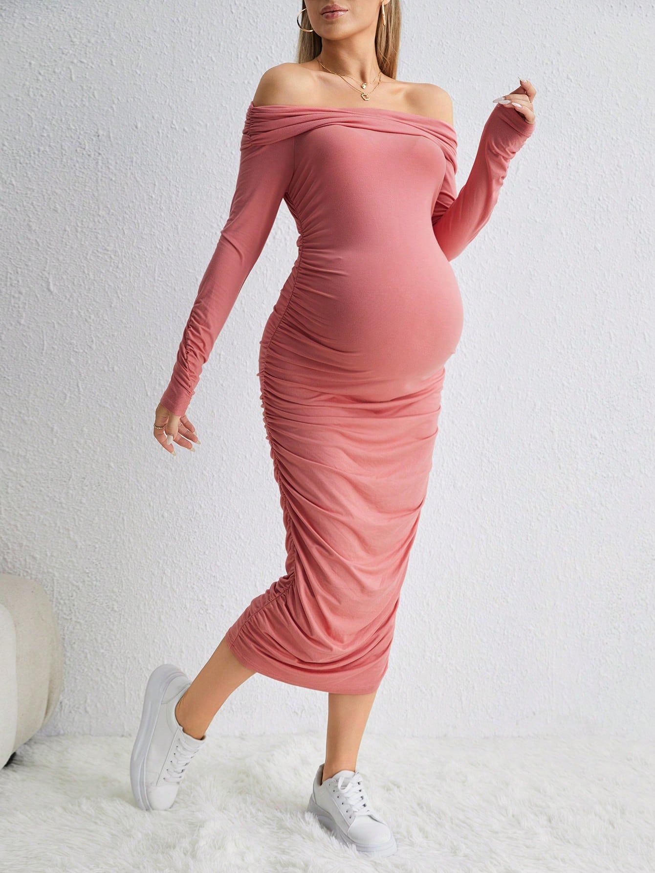 Акція на Плаття для вагітних міді літнє SHEIN GD-00152042 XL Рожеве від Rozetka