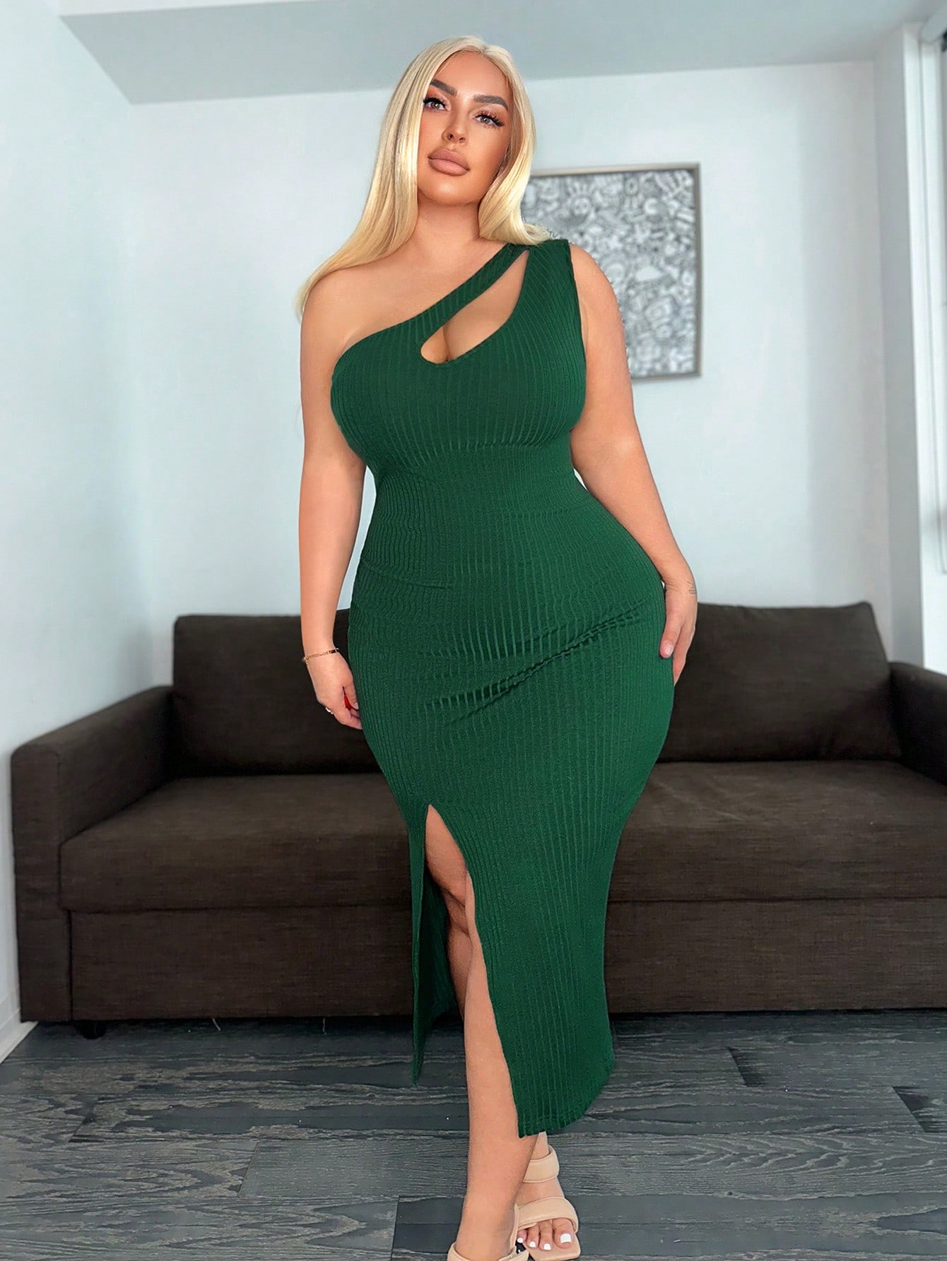 Акція на Сукня довга літня жіноча SHEIN GD-00169765 2XL Зелена від Rozetka