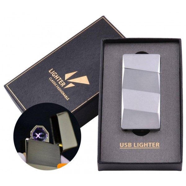 

Электроимпульсная зажигалка в подарочной упаковке Lighter (Двойная молния, USB) №HL-5 Silver