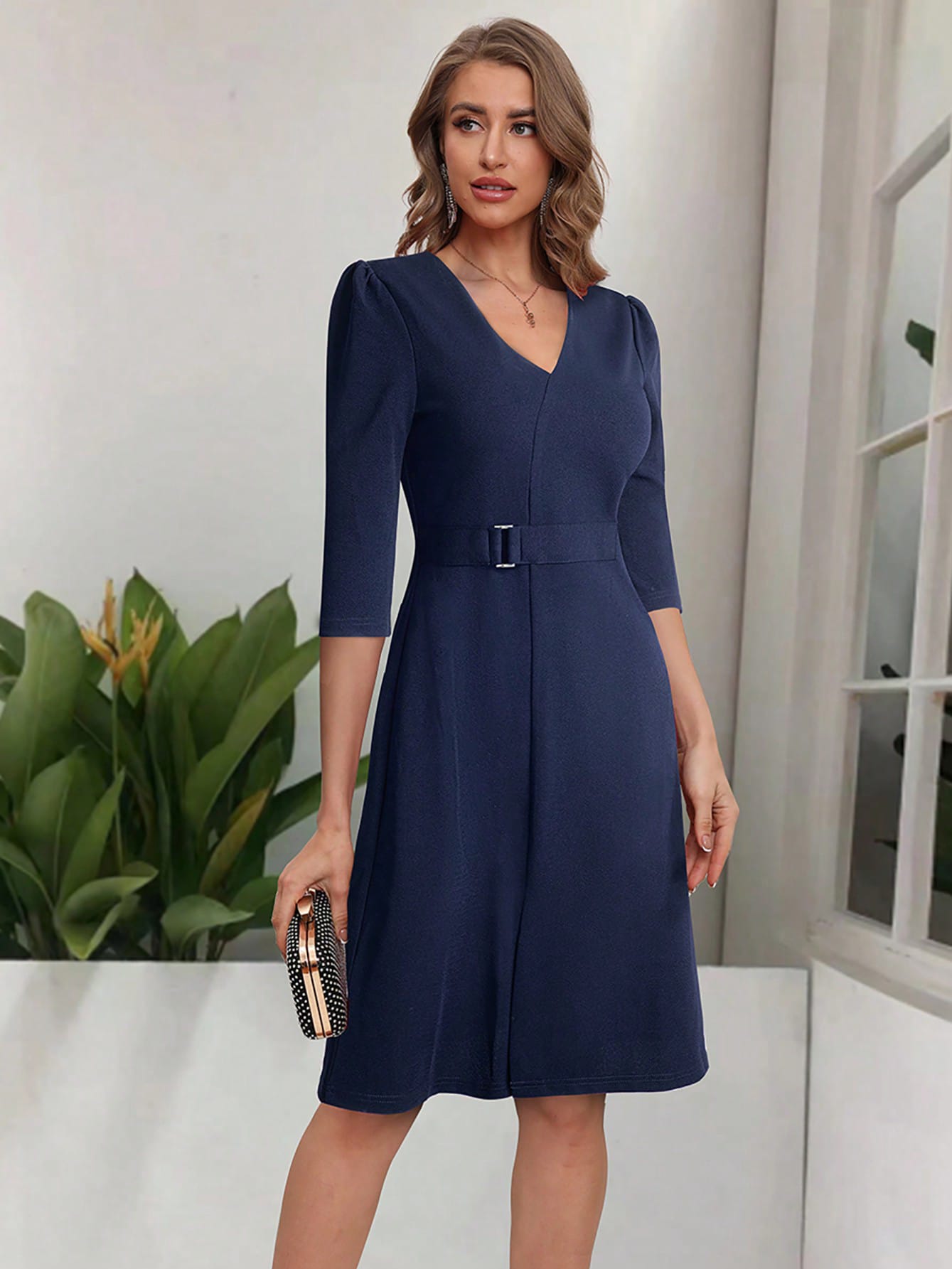 Акція на Сукня жіноча SHEIN GD-00163146 L Темно-синя від Rozetka
