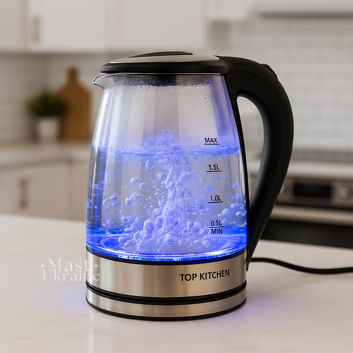 Hilander CHEF TABLE LIGHT 90×60 Электрочайник стеклянный с подсветкой Top Kitchen 2л