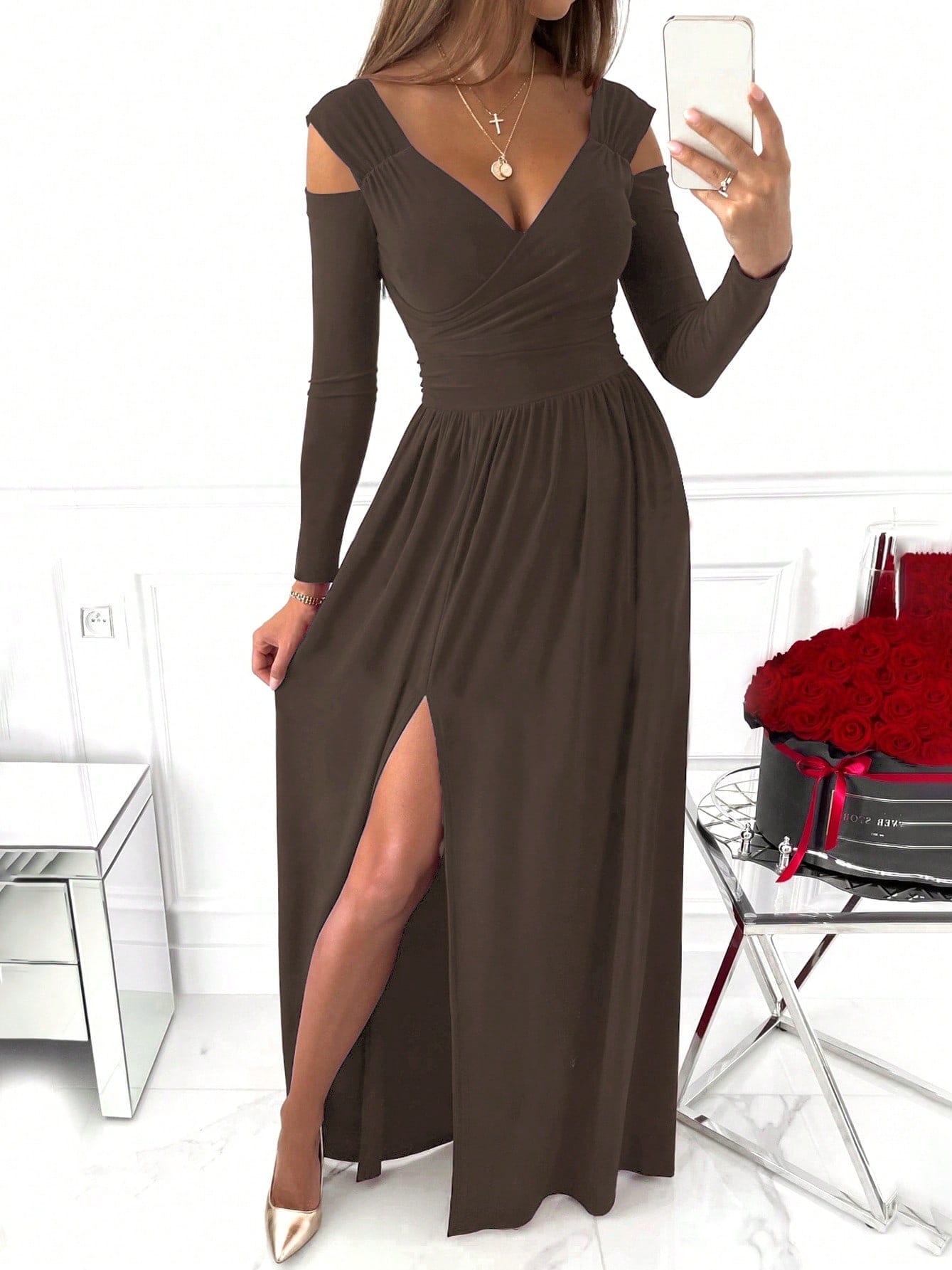 Сукня осіння жіноча SHEIN GD-00216488 L Коричнева від Rozetka на платформі USKIDKA Акція на Сукня осіння жіноча SHEIN GD-00216488 L Коричнева від Rozetka