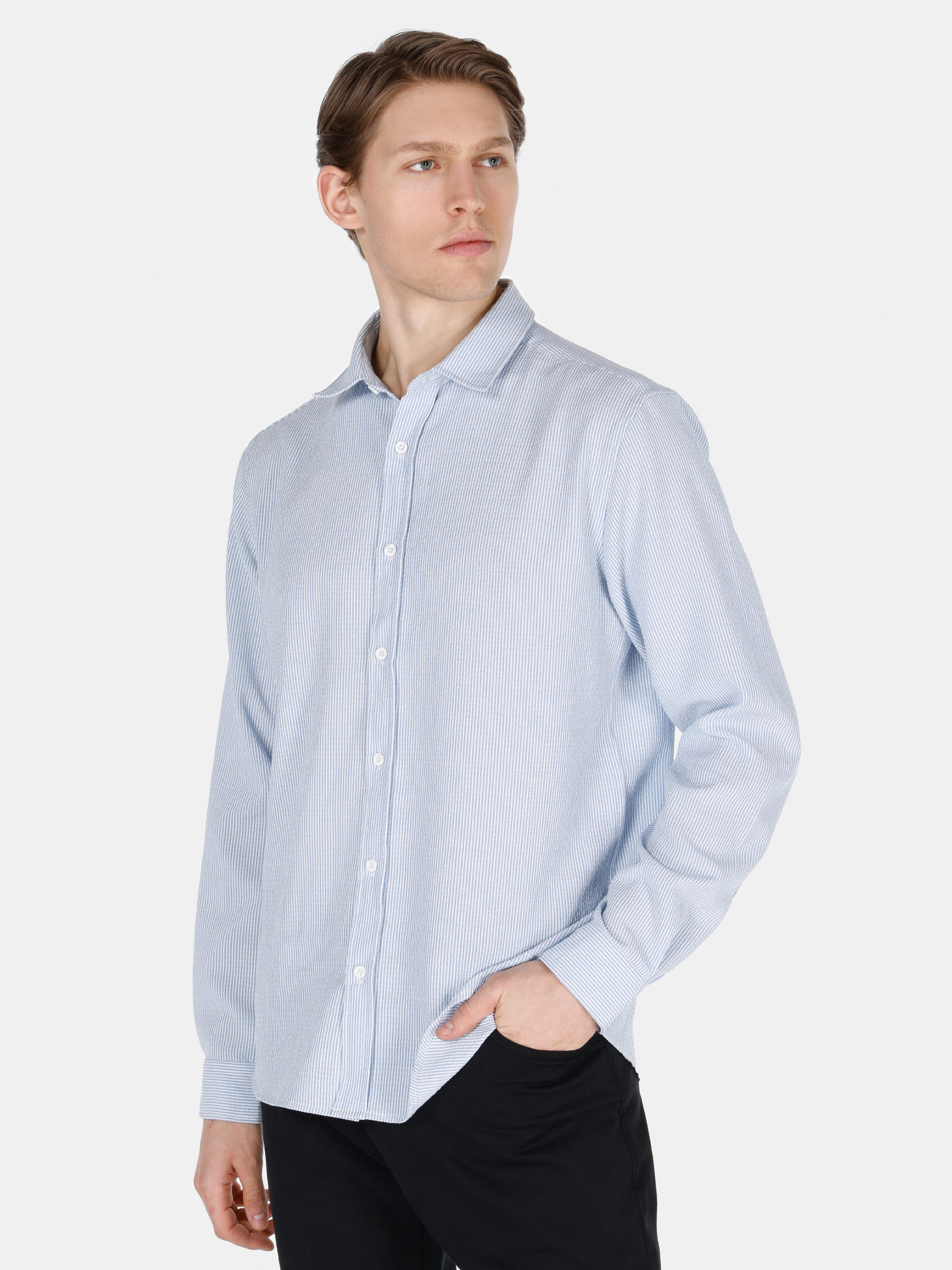 Акція на Сорочка чоловіча Colin's CL1072092LBL XL Light Blue від Rozetka