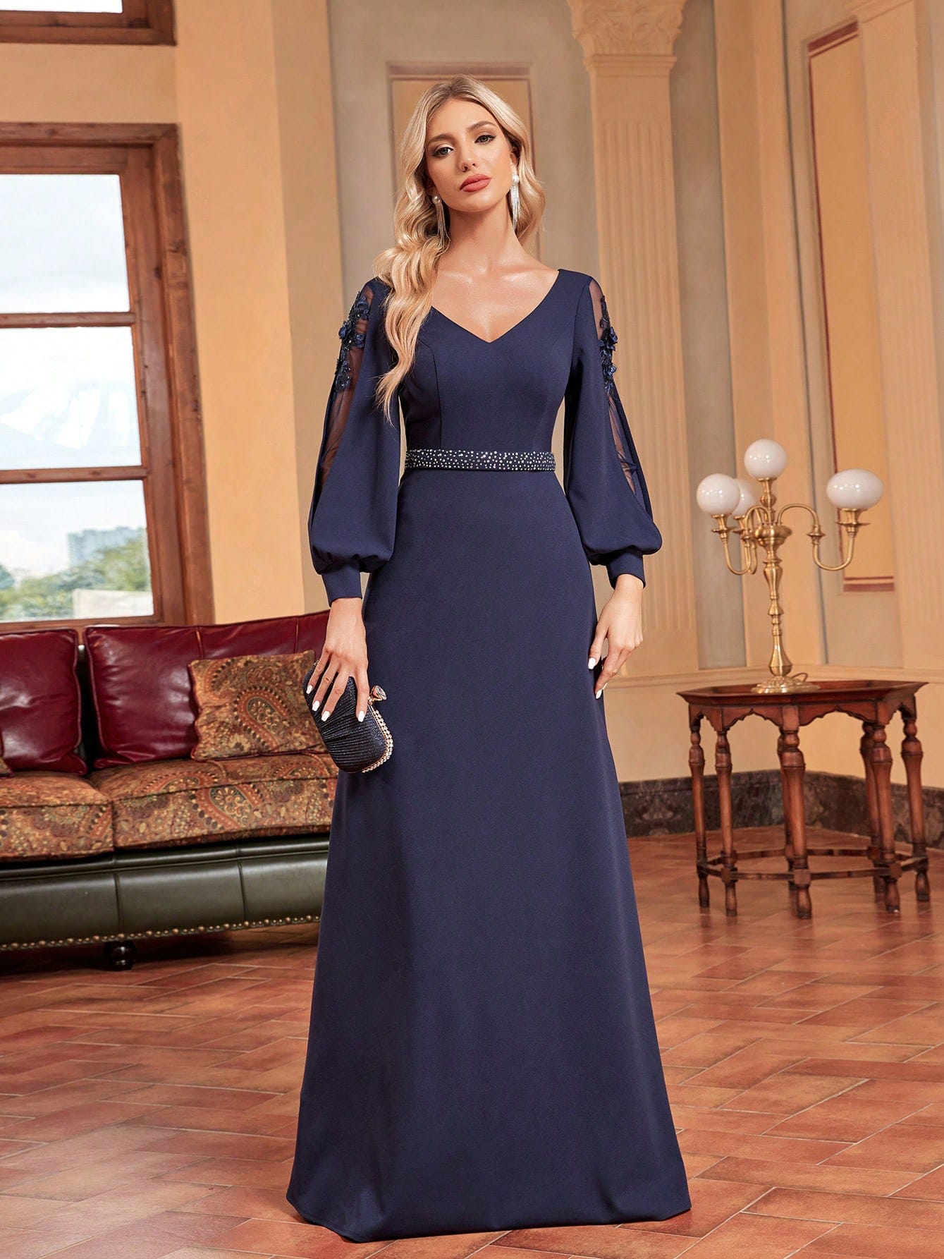 Акція на Сукня осіння жіноча SHEIN GD-00225439 L Темно-синя від Rozetka