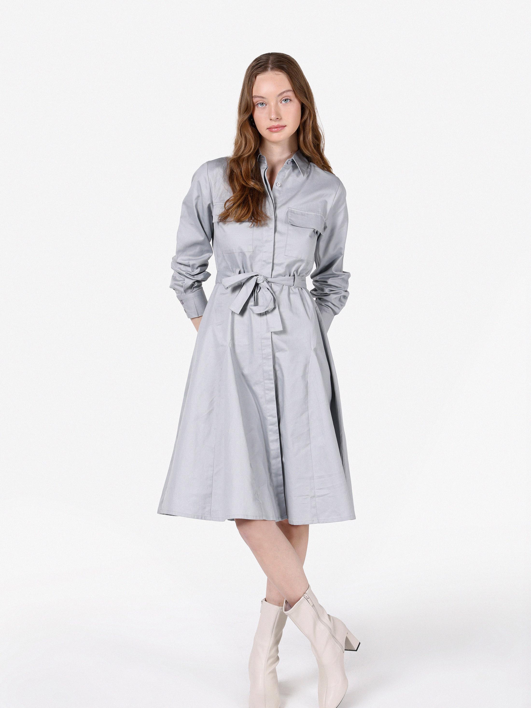 Акція на Сукня-сорочка міді осіння жіноча Colin's CL1071864GRA S Gray від Rozetka