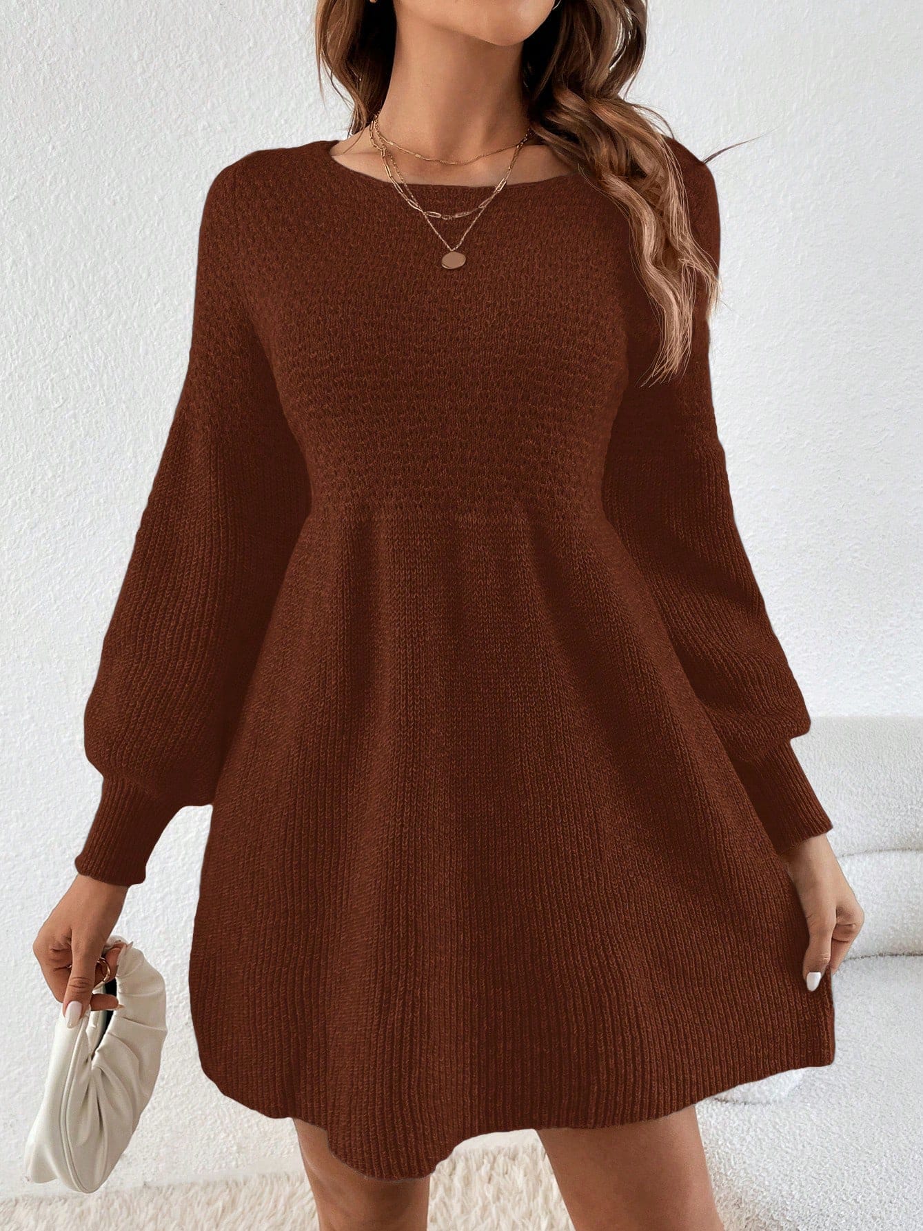 Акція на Сукня осіння жіноча SHEIN GD-00203465 XS Коричнева від Rozetka