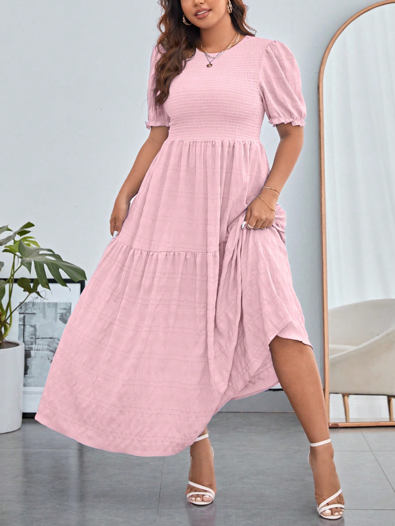 Акція на Сукня жіноча SHEIN GD-00203967 0XL Рожева від Rozetka