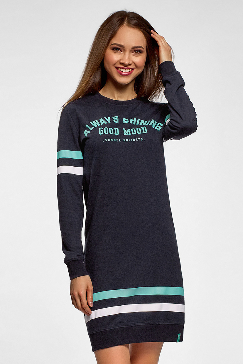 

Женское синее платье Oodji  14001199-11/46919/7973P, Женское синее платье Oodji XS 14001199-11/46919/7973P