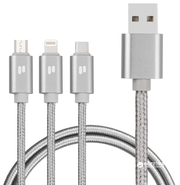 

Кабель Puridea 3в1 (Lightning,Type-C,microUSB) 1.5 м Silver (L10-Silver)