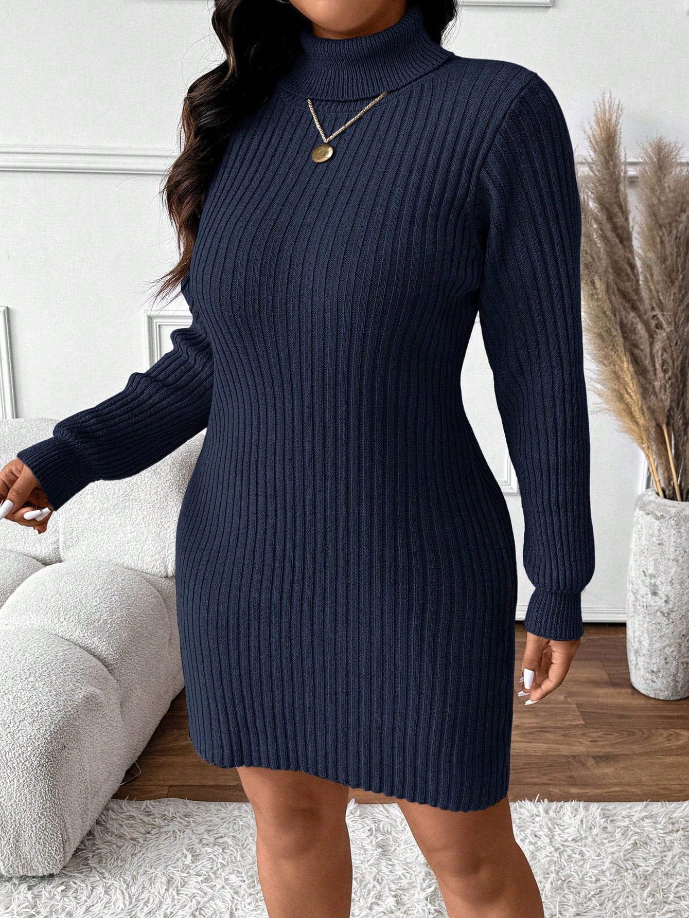 Акція на Сукня жіноча SHEIN GD-00204162 0XL Темно-синя від Rozetka