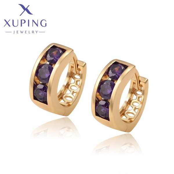 

Серьги Xuping с фиолетовыми фианитами позолота 18К 10008386