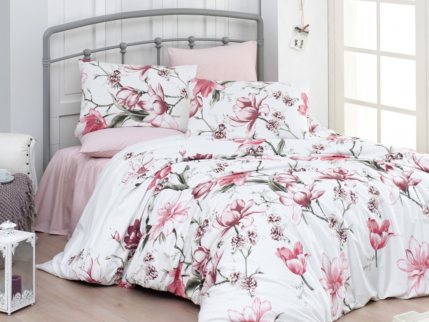 

Комплект постельного белья евро First Choice Ranforce Nevresim Takımı Layla Somon 200х220 (FCS-0170)