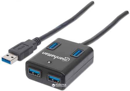 

Переходник Manhattan Super Hi-Speed 4-port USB3.0 Black