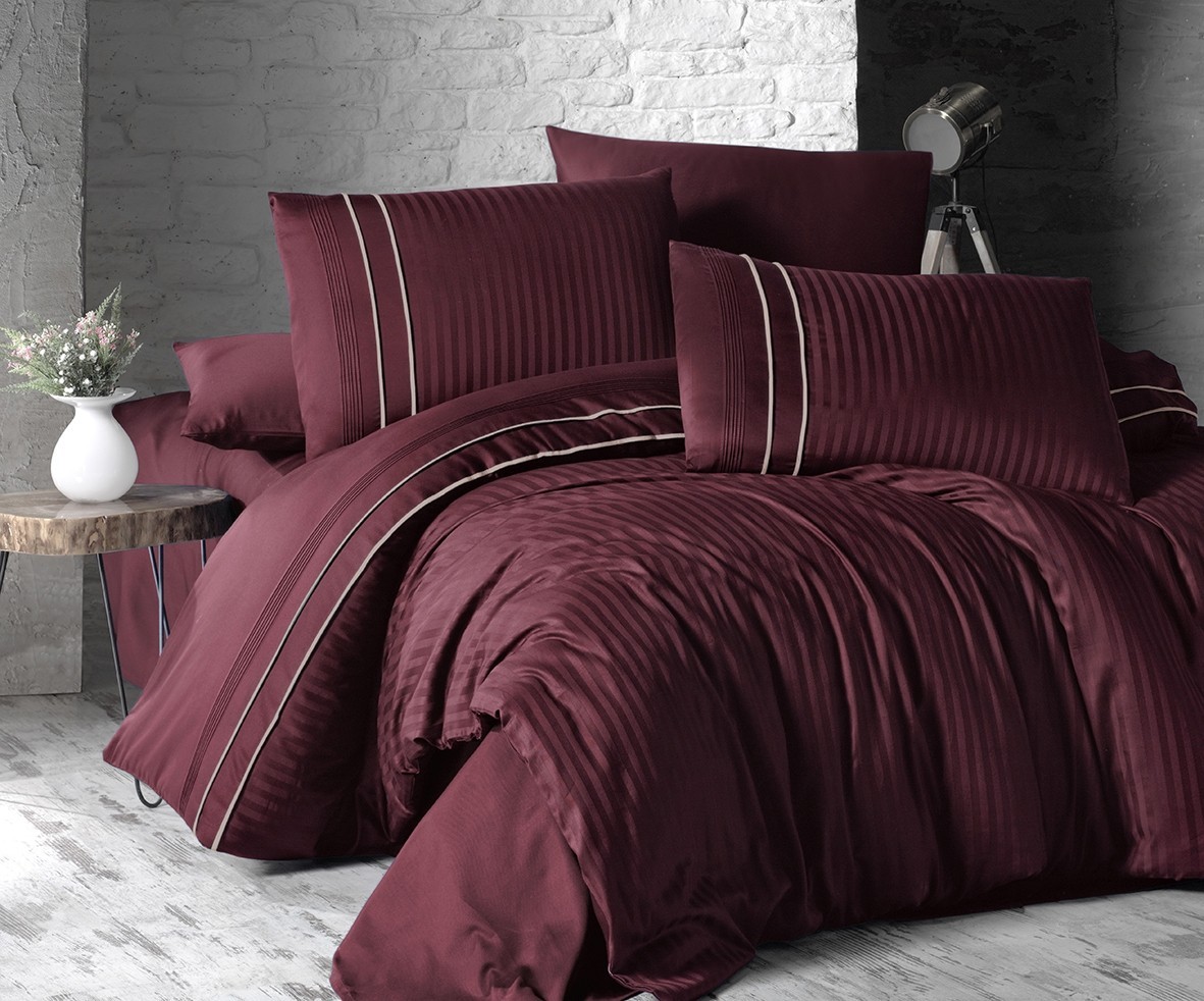 

Комплект постельного белья евро First Choice Deluxe SATIN Stripe Style Bordo 200х220 (FCS-0112)