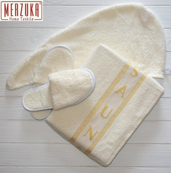 

Комплект для сауны и бани женский Merzuka Молочный (SW-003)
