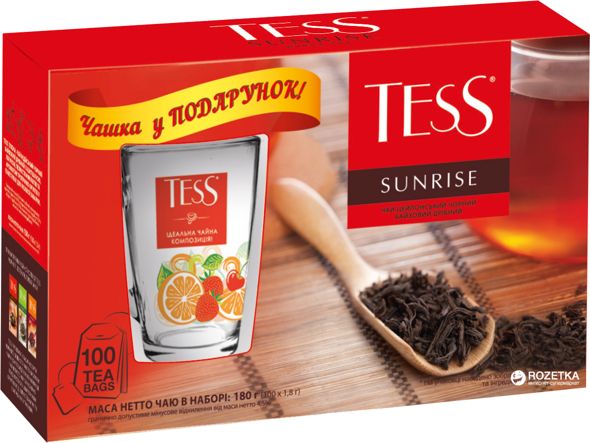 Набор чая черного пакетированного TESS Sunrise с чашкой в подарок ...