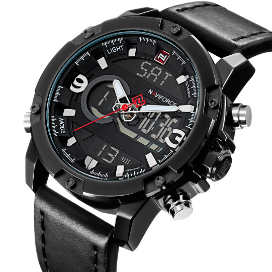 

Мужские спортивные кварцевые часы Naviforce Kosmos Black NF9097