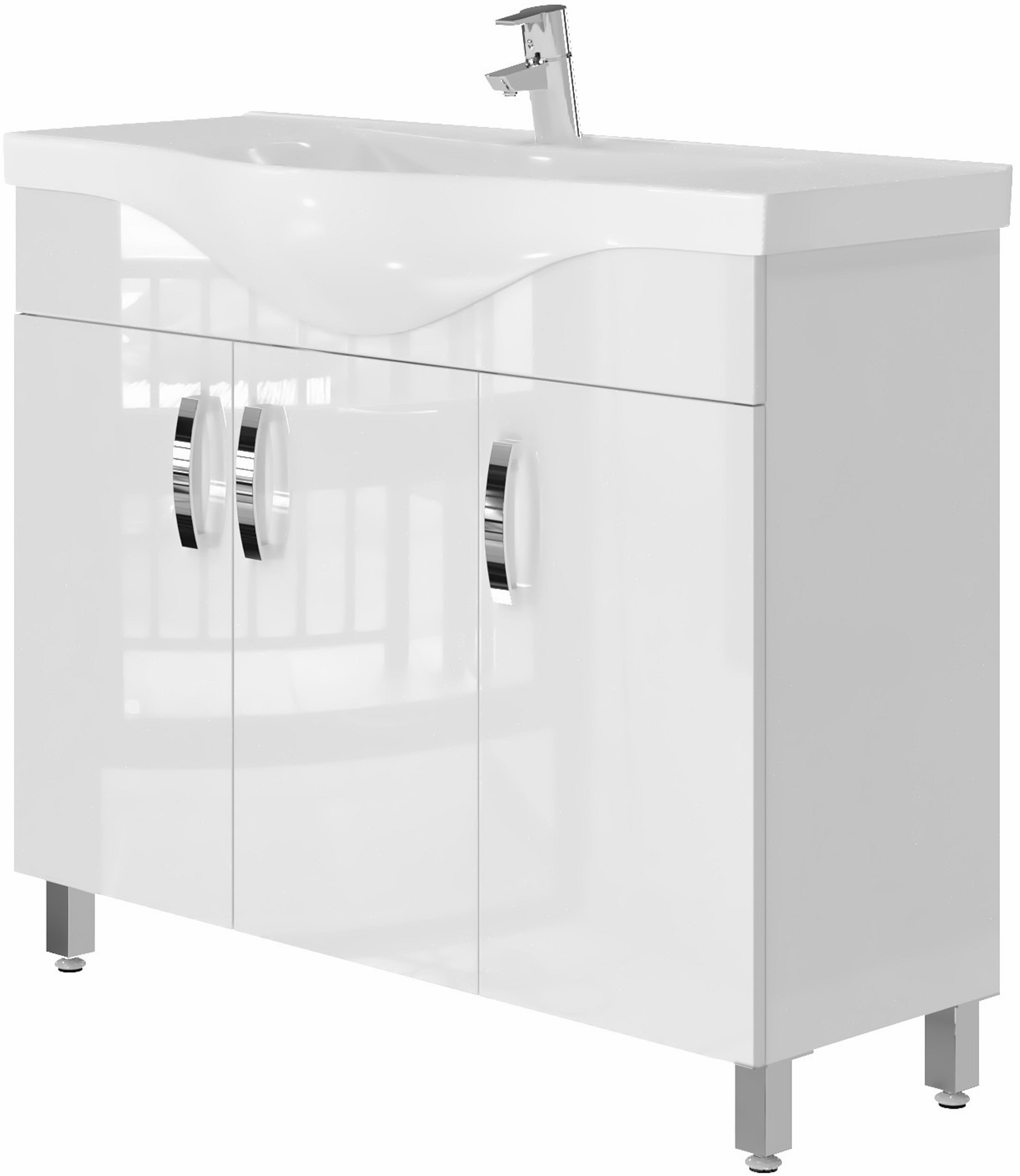

Тумба Juventa Trento Trn-100 белая с умывальником Vittoria-100