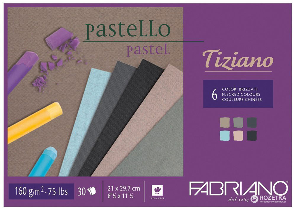 

Cклейка для пастели Fabriano Tiziano A4 21х29.7 см 160 г/м2 30 листов Холодные цвета (8001348156895)