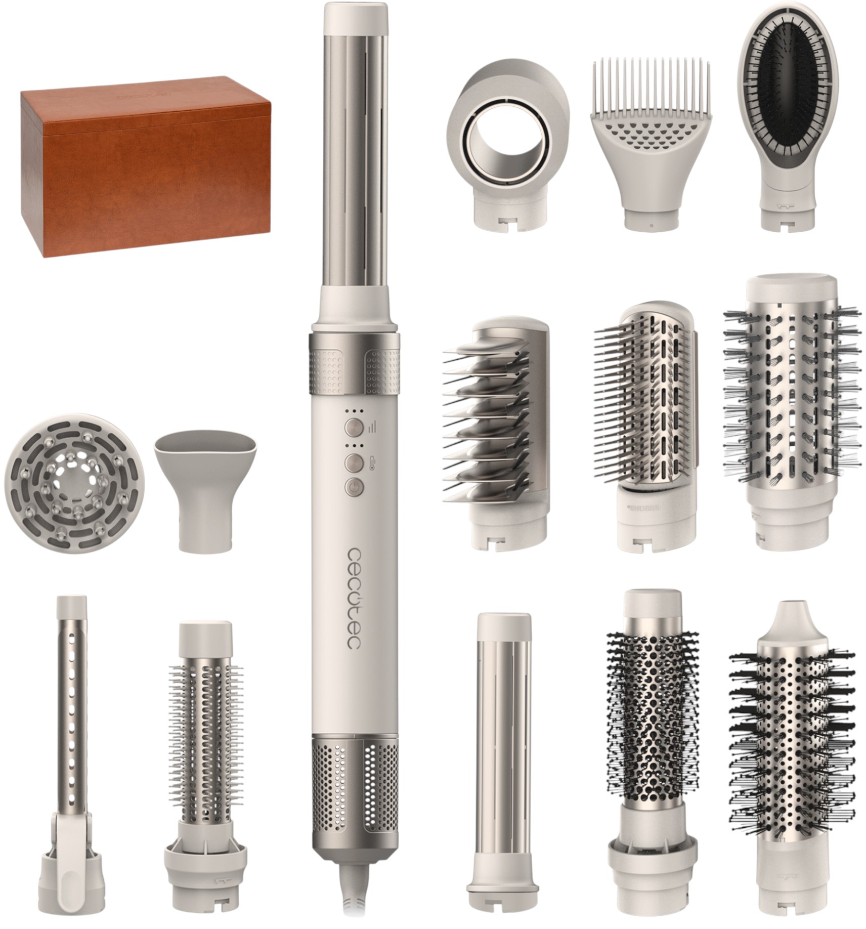 фото Фен-щётка Cecotec Bamba CeramicCare 14in1 AirGlam Champagne (00252)