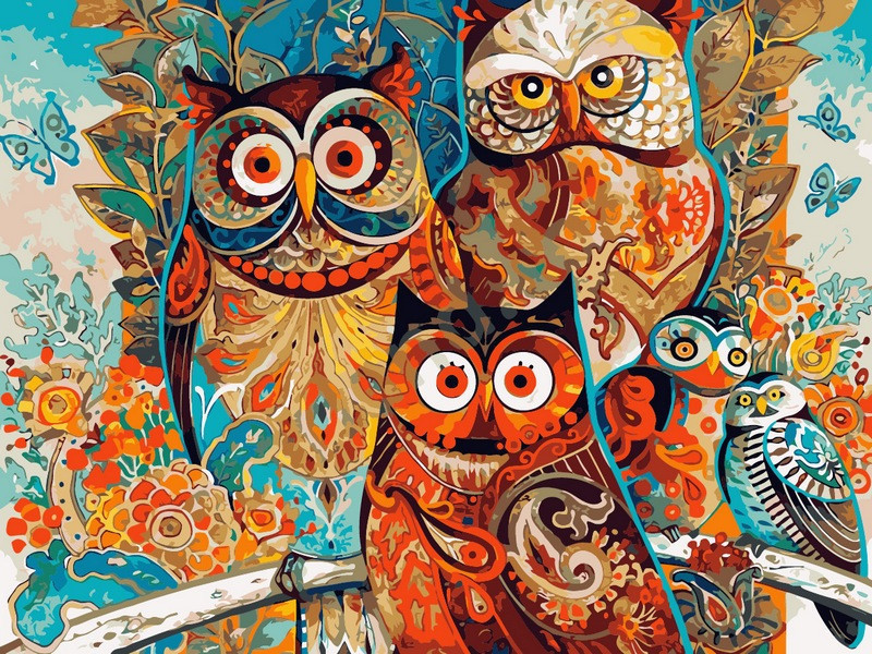 

Картина по номерам VK036 Совушки, 30x40 см., Babylon