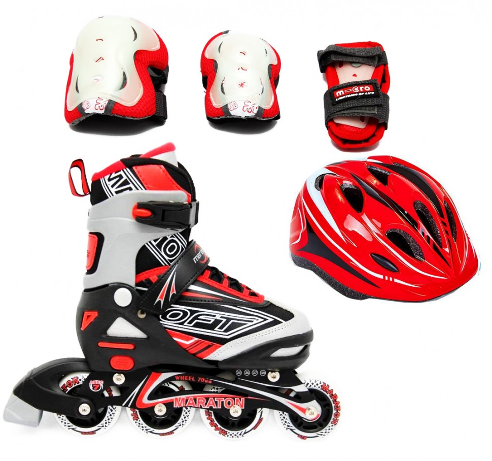 

Роликовые коньки Maraton Soft Set 39-42 красный с защитой