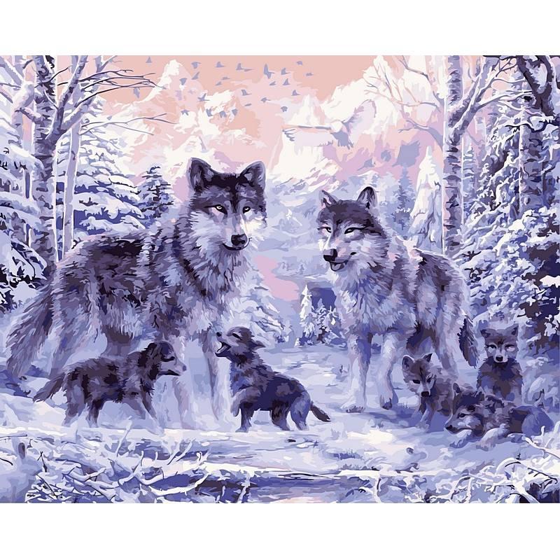 

Картина по номерам VP466 Волчье семейство, 40x50 см., Babylon