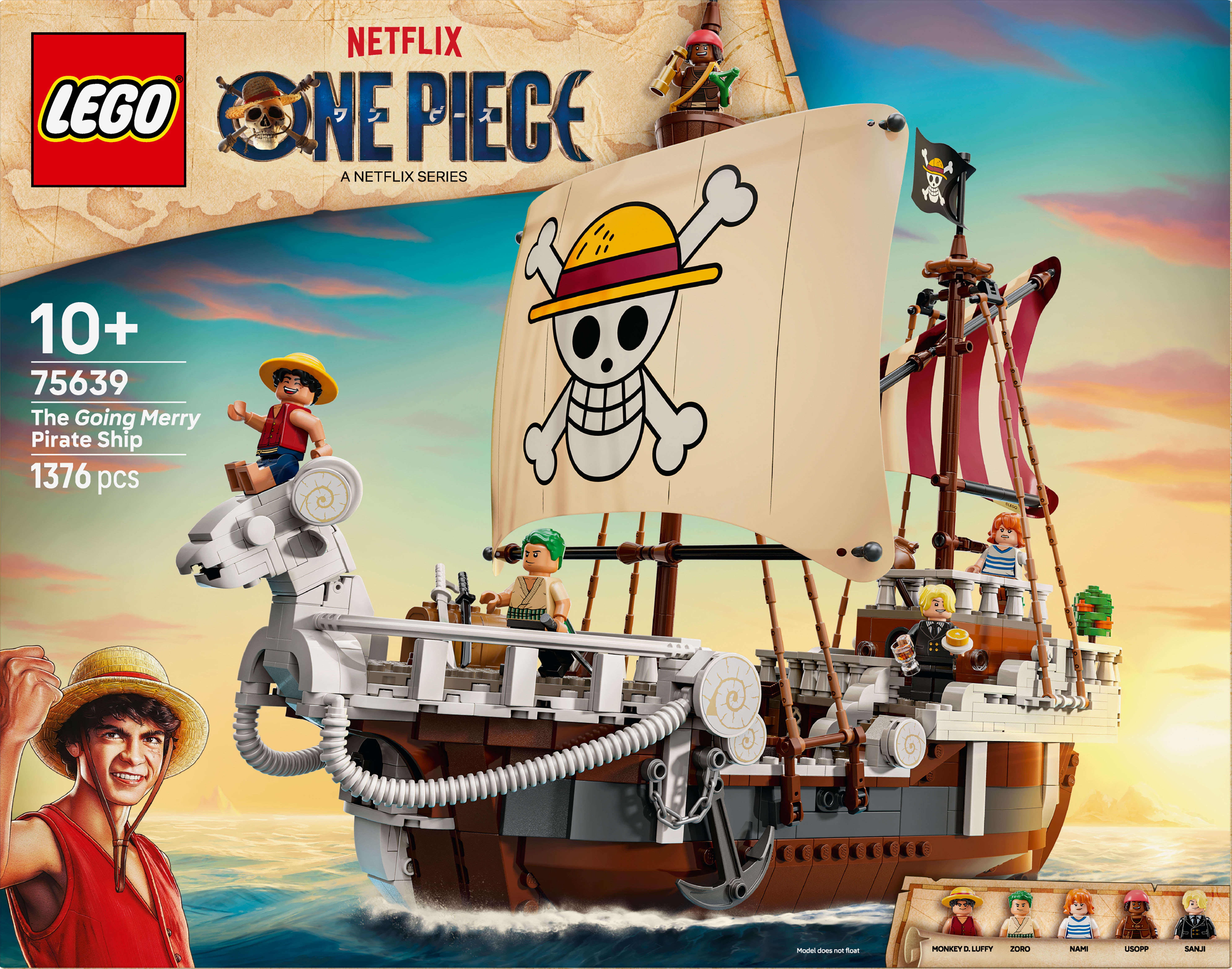 老将軍と少女の将軍のセット。 Конструктор LEGO One Piece Піратський корабель «Всюдихідний Меррі