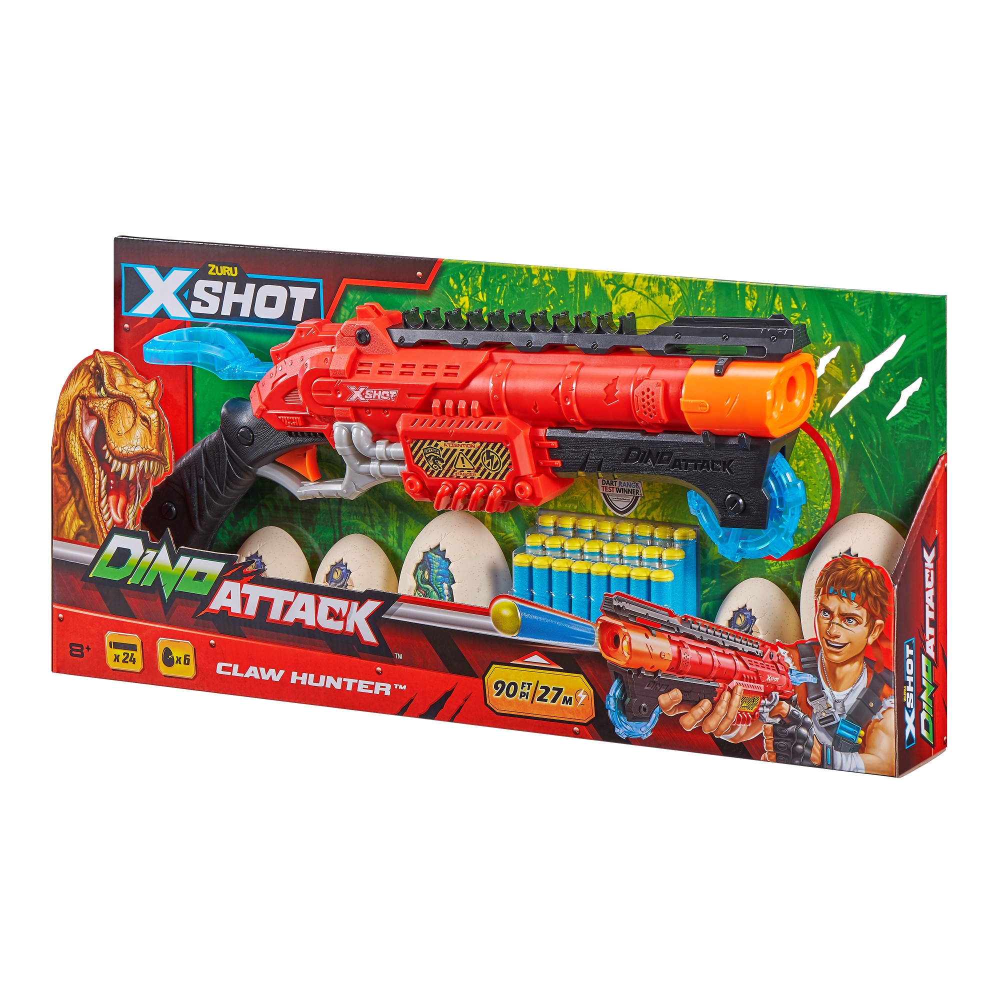 

X-Shot Скорострельный бластер DINO Claw Hunter (2 средних яйца, 4 маленьких яйца, 24 патрона) (4861) (193052021083)