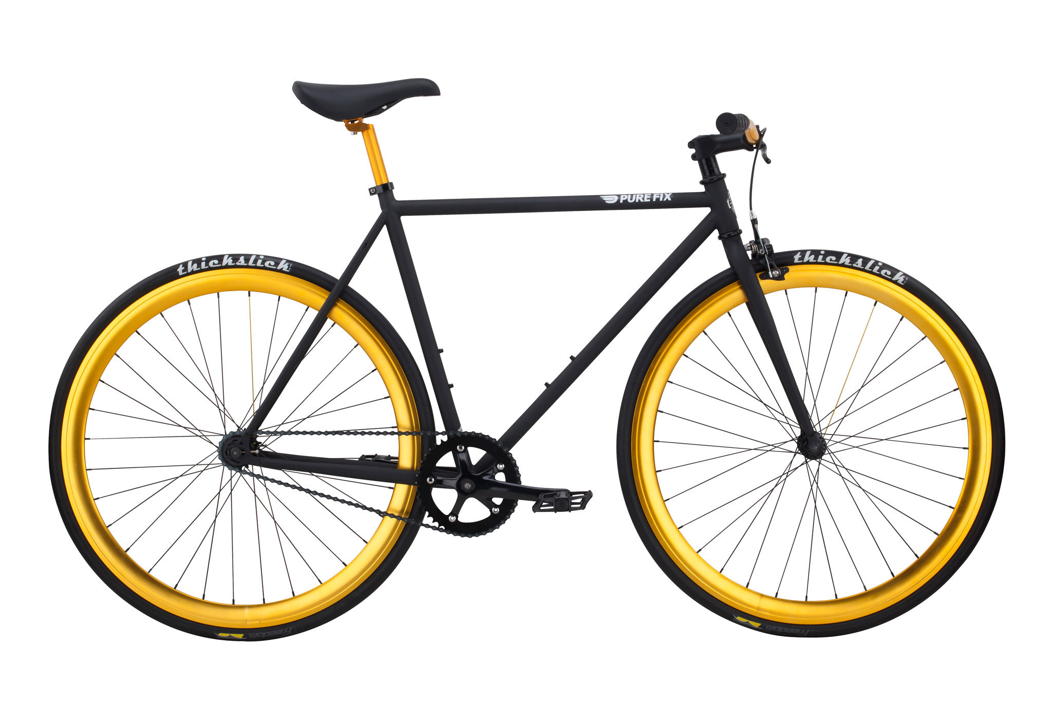 Велосипед Pure Fix Cycles India54 Чорна рама 54 см з колесами золотого ...