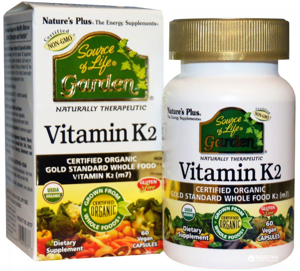 

Витамины Nature's Plus Source of Life Garden Naturally Therapeutic Vitamin K2 120 мкг 60 гелевых капсул (97467307377)