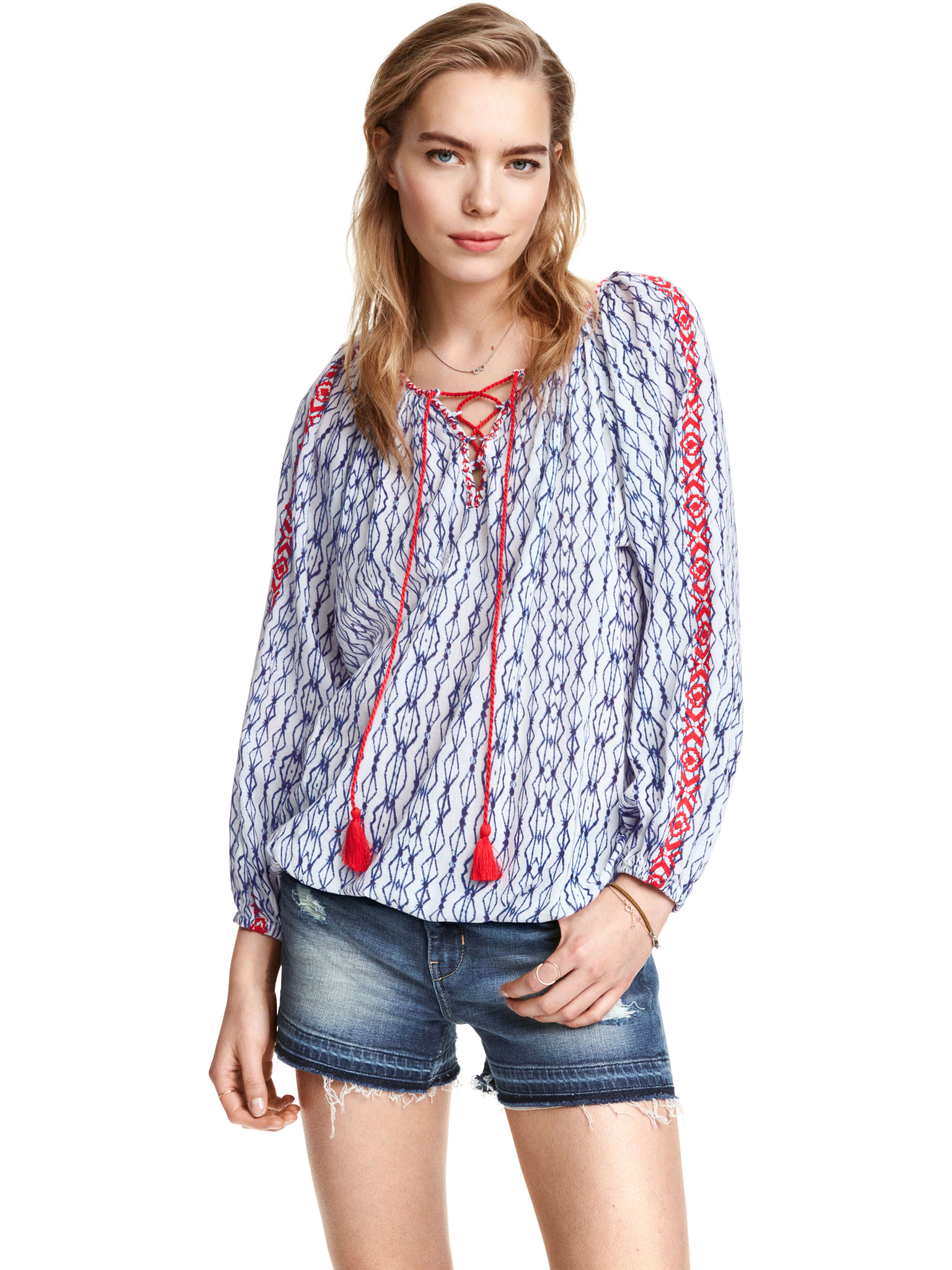 

Блузка H&M 0389168 36 Бело-синяя