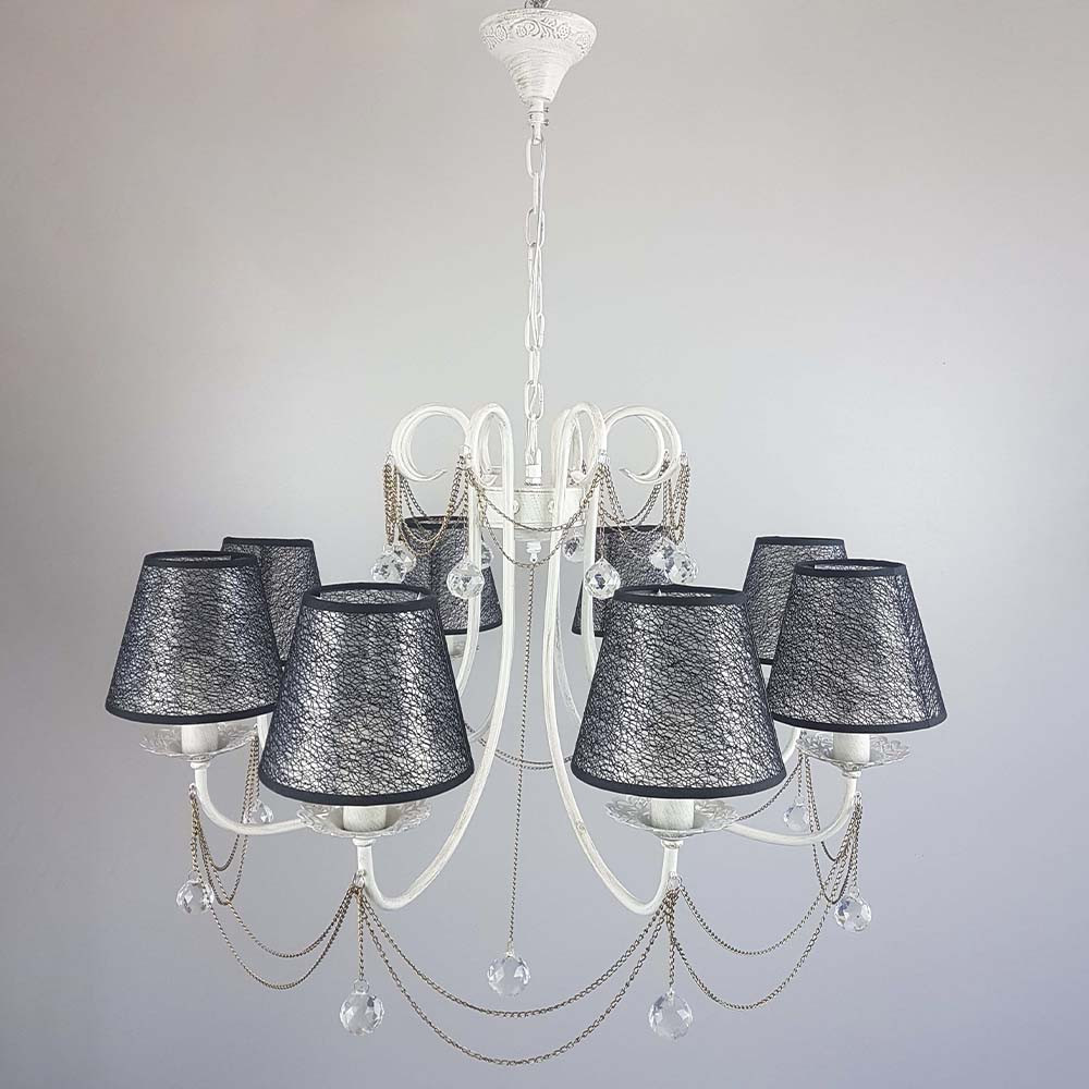 

Классическая люстра на 8 лампочек белая с золотой патиной IS-8190/8/WG