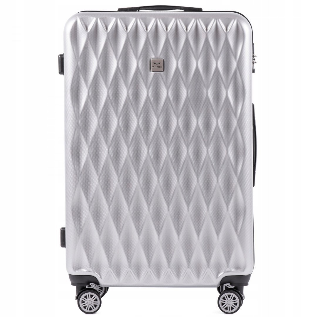 

Большой пластиковый чемодан на 4 колесах Wings PC190 L серебристый silver