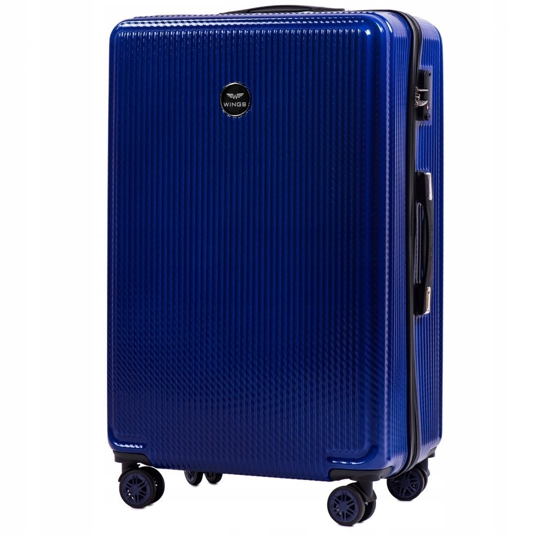 

Большой пластиковый чемодан на 4 колесах Wings PC565 L синий blue