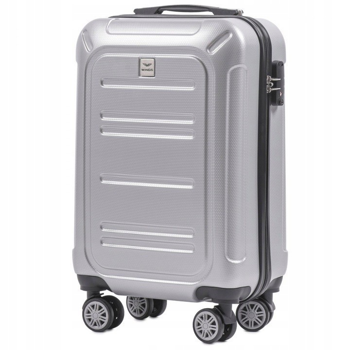 

Большой пластиковый чемодан на 4 колесах Wings PC175 L серый silver