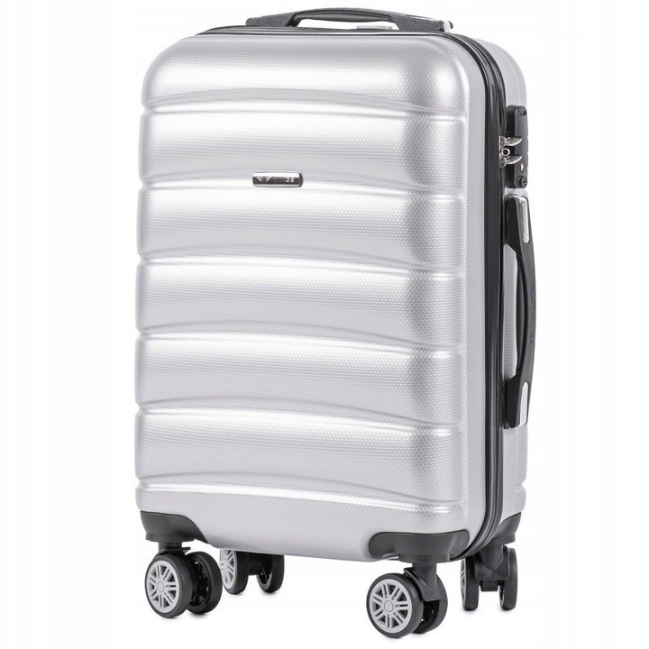 

Средний пластиковый чемодан на 4 колесах WINGS PC160 M серый silver