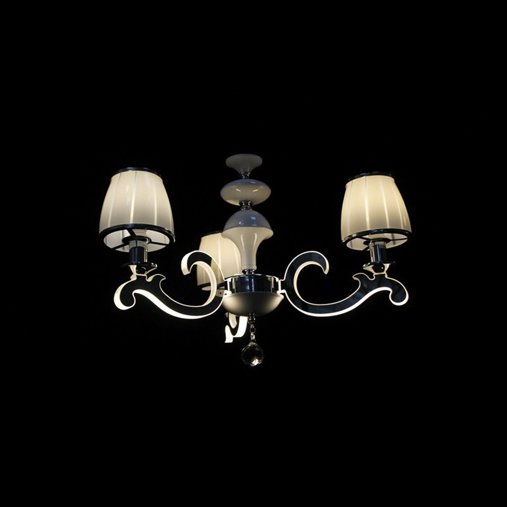 

Современная классическая люстра на 3 лампочки с LED подсветкой рожков LS-9427/3 Pearl+bk