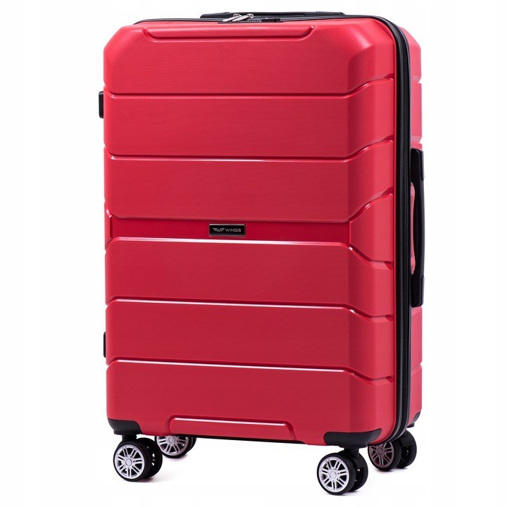 

Большой пластиковый чемодан на 4 колесах WINGS PP05 L красный red