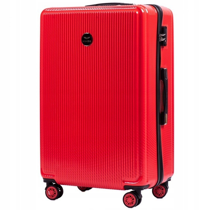 

Большой пластиковый чемодан на 4 колесах Wings PC565 L красный blood red
