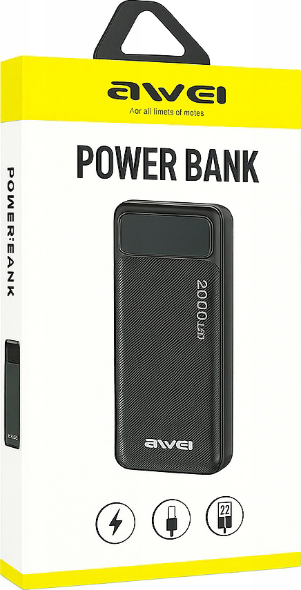 фото Зовнішній акумулятор (павербанк) Awei P6K 20000mAh Black