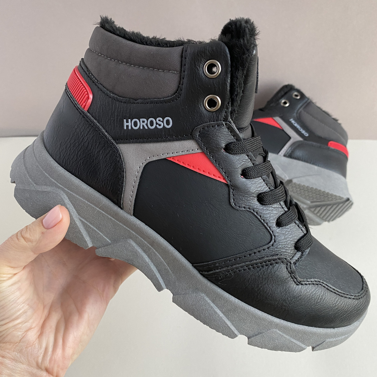 

Зимние кроссовки Horoso р. 39 стелька 24.5 см детские подростковые для мальчика чёрные VA-52-1A